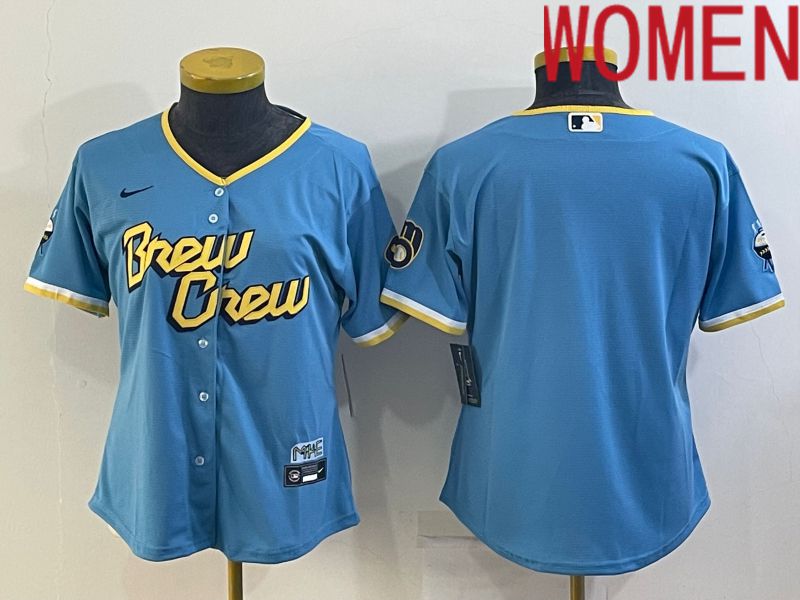 Women Milwaukee Brewers Blank Blue City Edition Game Nike 2022 MLB Jersey->youth mlb jersey->Youth Jersey